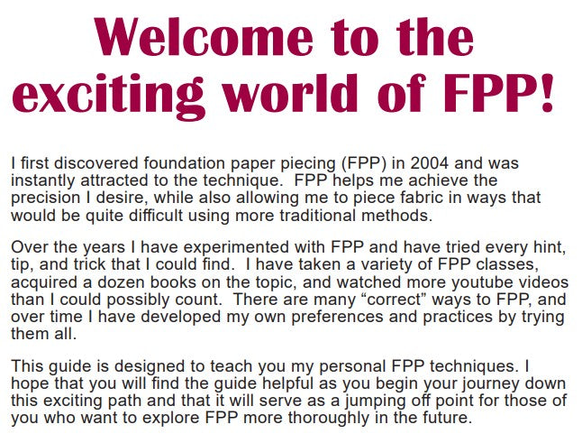 FREE! The Beginner's Guide to Foundation Paper Piecing