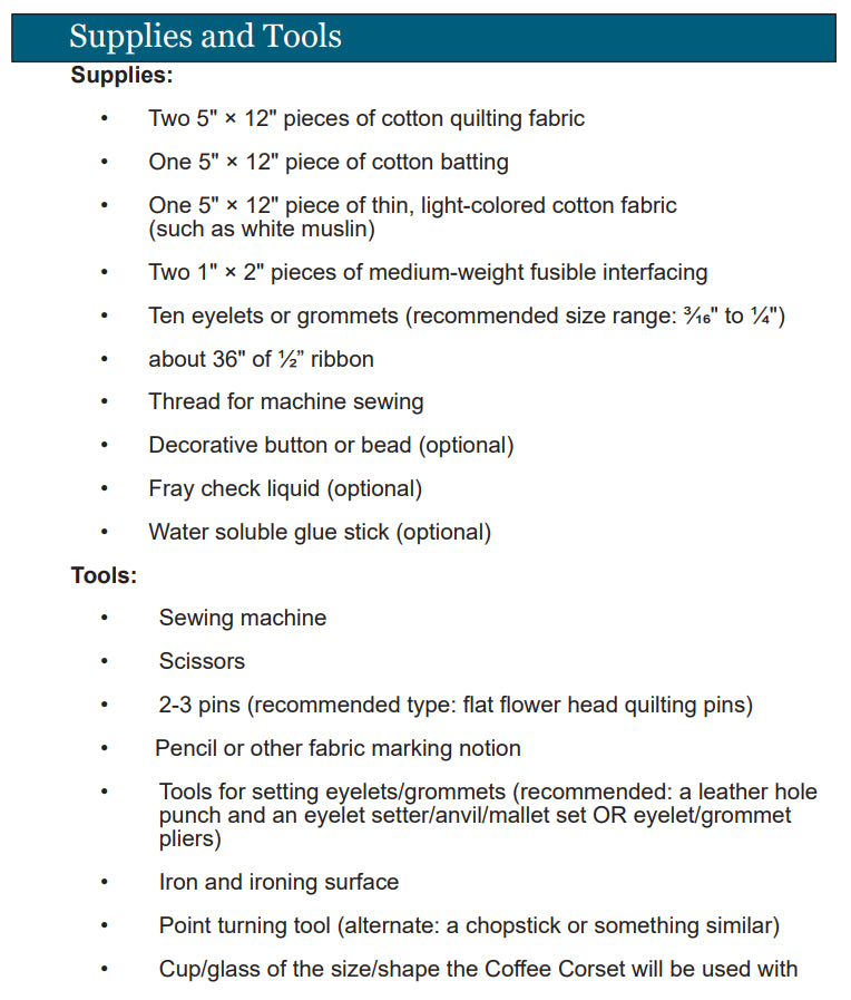 Coffee Corset - a PDF pattern
